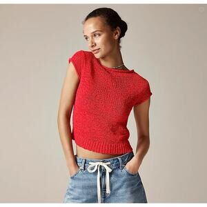 J.CREW NEW Montauk Textured Sweater-Tee Women's Size XL Vintage Red Roll Neck